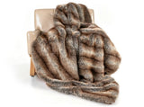 Brown Taupe 780GSM Faux Fox Fur Throw Blanket 60"x80" Double-Sided PV Fleece Lined Blanket 63194343