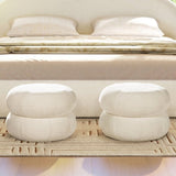 Nest 19.5" Low Round Upholstered Ottoman, Almond White Chenille B2719P269261