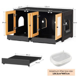 Double Litter Box Enclosure,Cat Litter Box Enclosure for 2 Cats, Hidden Litter Box Furniture with W1687P181573