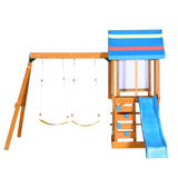 Wooden Outdoor Swing Set 3 in 1 Swing Set outdoor Children's Playset with Slide , 2 Swings and N719P255692C