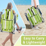 ZNTS 63*65*82cm Short Oxford Cloth Silver White Aluminum Tube Bearing 100kg Beach Chair Green Stripes 42959268