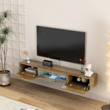Floating TV, Wall Mounted TV Shelf with LED lights & Power Outlet,Wall Mounted Floating 65" TV W1321P188134