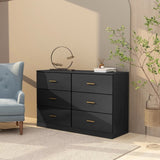 Modern Black 6-Drawer Dresser for Bedroom - Ample Storage Wide Chest of Drawers, Sturdy & Safe W1785118925
