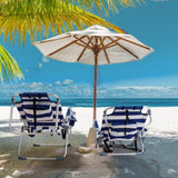 ZNTS 63*65*82cm Short Oxford Cloth Silver White Aluminum Tube Bearing 100kg Beach Chair Blue Stripes 50527506