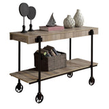 Industrial Style 1pc Sofa Table Natural Tone Slat Design Console Table Open Bottom Shelf Living Room B011P214571