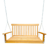 Front Porch Swing with Armrests, Wood Bench Swing with Hanging Chains,for Outdoor Patio ,Garden W49543723