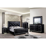 Contemporary 1pc Nightstand Black Bedside Table LED Light English Dovetail Drawer Bedroom Furniture B011P232476
