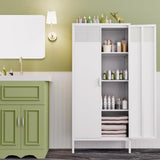 The metal food storage cabinet, 61 inches high, is equipped with adjustable shelves and is suitable T3421P312416