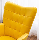 ZNTS Leiria Contemporary Silky Velvet Tufted Accent Chair with Ottoman, Yellow T2574P164275