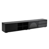 ON-TREND Modern TV Stand with Fluted Glass Door for TVs Up to 100", Media Console with Sliding Door N721P198932B