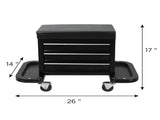 Rolling 3-Drawer Tool Chest Mechanic Seat with Foldable Side Trays, 350 lb Capacity 28941741