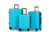 3 Piece Luggage Sets ABS Lightweight Suitcase with Two Hooks, Spinner Wheels, TSA Lock, W284102007