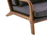 High Back Solid Wood Armrest Backrest Iron Frame Bronzing Cloth Indoor Leisure Chair Dark Grey 44411438
