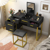 Makeup Vanity Set with Mirror , Dresser Table with Nightstand , with 4 Drawers W331P246721