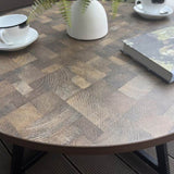 Round Coffee Table Wood Grain and Black Metal W2221P190871