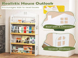 4-Tier House-Shaped Kids Bookshelf, 60.9615.24129.54 cm Front-Facing Book Rack with Anti-Toppling 53973708