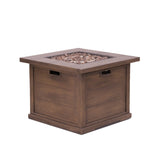 Patio Outdoor 24'' H x 32'' W Square Gas Burning Concrete Fire Pit Wood Pattern - Brown - 40,000 BTU 61907.00-40K