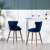 Leland Fabric Upholstered Counter Height Wingback Stools, Set of 2, Blue T2574P165106