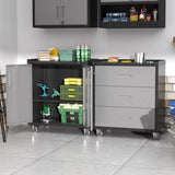 ZNTS Heavy-Duty Metal Storage Cabinet with Wheels - 3 Drawer Tool Cabinet for Garage, Office, and Home T2398P222835