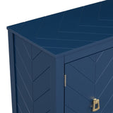 U_STYLE Four-Door Sideboard with Geometric Line Patterns and Vintage Metal Handles for Timeless N711P178748V
