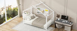 Twin Size Metal House Platform Bed, White MF322835AAK