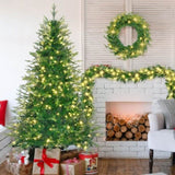 6FT Pre-Lit Aspen Fir Artificial Christmas Tree with Wreath & Garland,Grass Green Xmas Tree with 380 N704P198430F