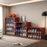 Red Glass Door Shoe Box Shoe Storage Cabinet For Sneakers With RGB Led Light W1320P183133