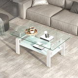 ZNTS Tempered Clear Glass Coffee Table, 2-Layers Coffee Table Living Room Center Table W1718120236