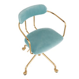 Demi Contemporary Office Chair in Gold Metal and Light Blue Velvet by LumiSource B202P223898