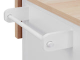 56.5'' Kitchen Island with Drop Leaf, Power Outlet, Embossed Vertical Stripe Rolling Kitchen Cart on 97642031