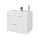 White 1-Drawer Floating Bathroom Vanity Set with Sink B062P355542