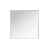U-Can 11.8'' Silver Square Mirrored End Table LED lights, Modern Side Table N724P179242S