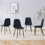 Luxury Simple Chair - Set of 4 BLACK Linen-Cotton Material High Resilience Dining Chair with Metal W1151P262623