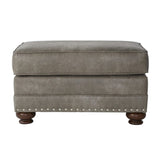 Leinster Faux Leather Upholstered Nailhead Ottoman T2574P196951