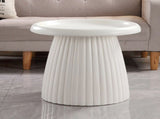 Round Fluted Mushroom Side, MgO Matte White Accent End, Indoor & Outdoor Decorative Side W5351P486732