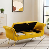 ZNTS Yellow, PU Leather, Metal Feet Upholstered Ottoman Bedroom Lounge Ottoman Flip Top Storage Sofa 74324756