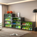 Black Glass Door Shoe Box Shoe Storage Cabinet For Sneakers With RGB Led Light 08714193
