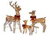3-Piece Lighted Christmas Reindeer Family Outdoor Decorations, Weather Proof Rattan Deer Family 90191164