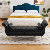 ZNTS Black, PU Leather, Metal Feet Upholstered Ottoman Bedroom Lounge Ottoman Flip Top Storage Sofa Bench 30930890