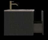 U056-Etna24W-308 Etna 24" Striped Brushed Black Oak Floating Bathroom Vanity with White Ceramic W1865P218038