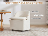 058-Set of 2 Chenille Fabric Dining Chairs With Universal Wheels,Beige W527P242552