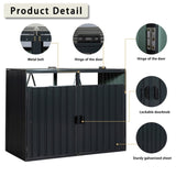 Garbage Bin Shed Stores 2 Trash Cans Metal Outdoor Bin Shed for Garbage Storage,Stainless Galvanized W54071043