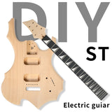 ZNTS DIY 6 String Flame Shaped Style Electric Guitar Kits with Mahogany Body, Maple Neck and Accessories 68229901