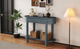 TREXM Elegant Retro Console Table with Curved Design Smooth Glaze for Entryways, Living Rooms N715P230796M