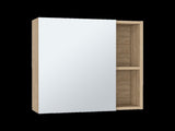 Medicine Single Door Cabinet 19" H With Mirror, Five Interior Shelves, Light Oak B097132885