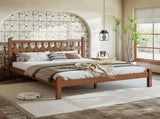 Queen Size Bamboo Platform Bed with Diamond-shaped headboard, Solid Bamboo-made Bed Frame with W5316P484040