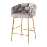28'' Modern Counter Stools Set of 2,Gray Counter Stools with iron Frame,Soft back and N780P199861G