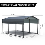 10x15 FT Metal Carport Heavy Duty with Reinforced Frame, Outdoor Garage Multi-Use Canopy Car 19502949