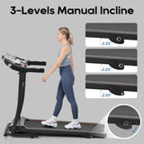 ZNTS NEW Home Folding Treadmill with Pulse Sensor, 2.5 HP Quiet Brushless Motor , 7.5 MPH, 300LBS Weight N728P182196B