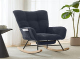 Teddy Fabric Wingback Glider Rocker & Ottoman Set, Nursery Nursing Rocking Chair with Side Storage 23736563